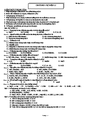 Bài tập học kì I môn Hóa học Lớp 11 Ban cơ bản